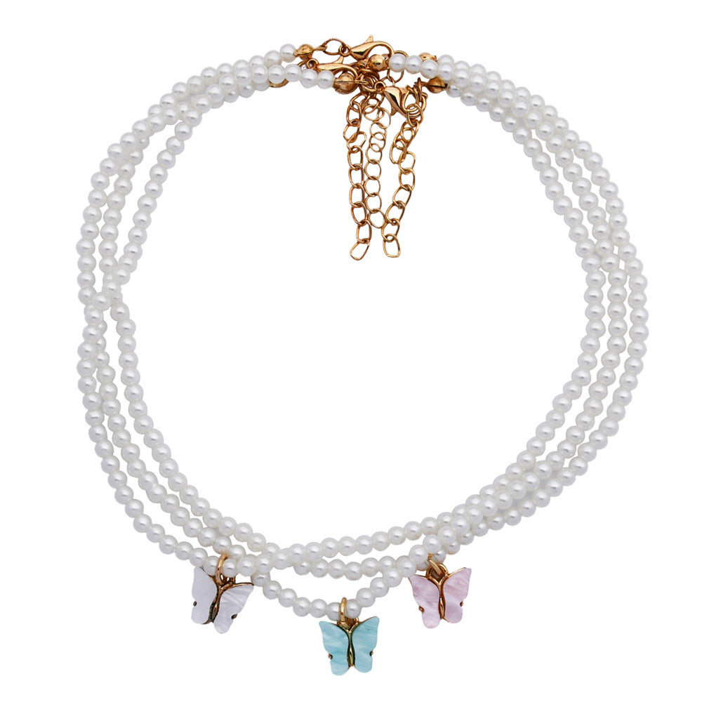Pearl & Butterfly Choker Necklace