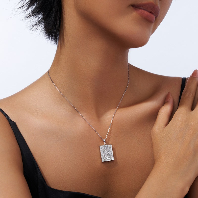 Moissanite Platinum-Plated Pendant Necklace