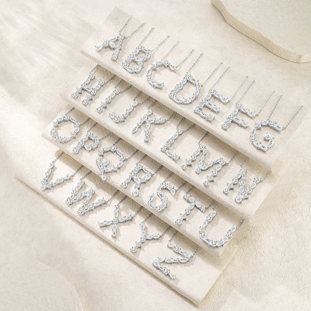 Moissanite Initial Letter Pendant Necklace