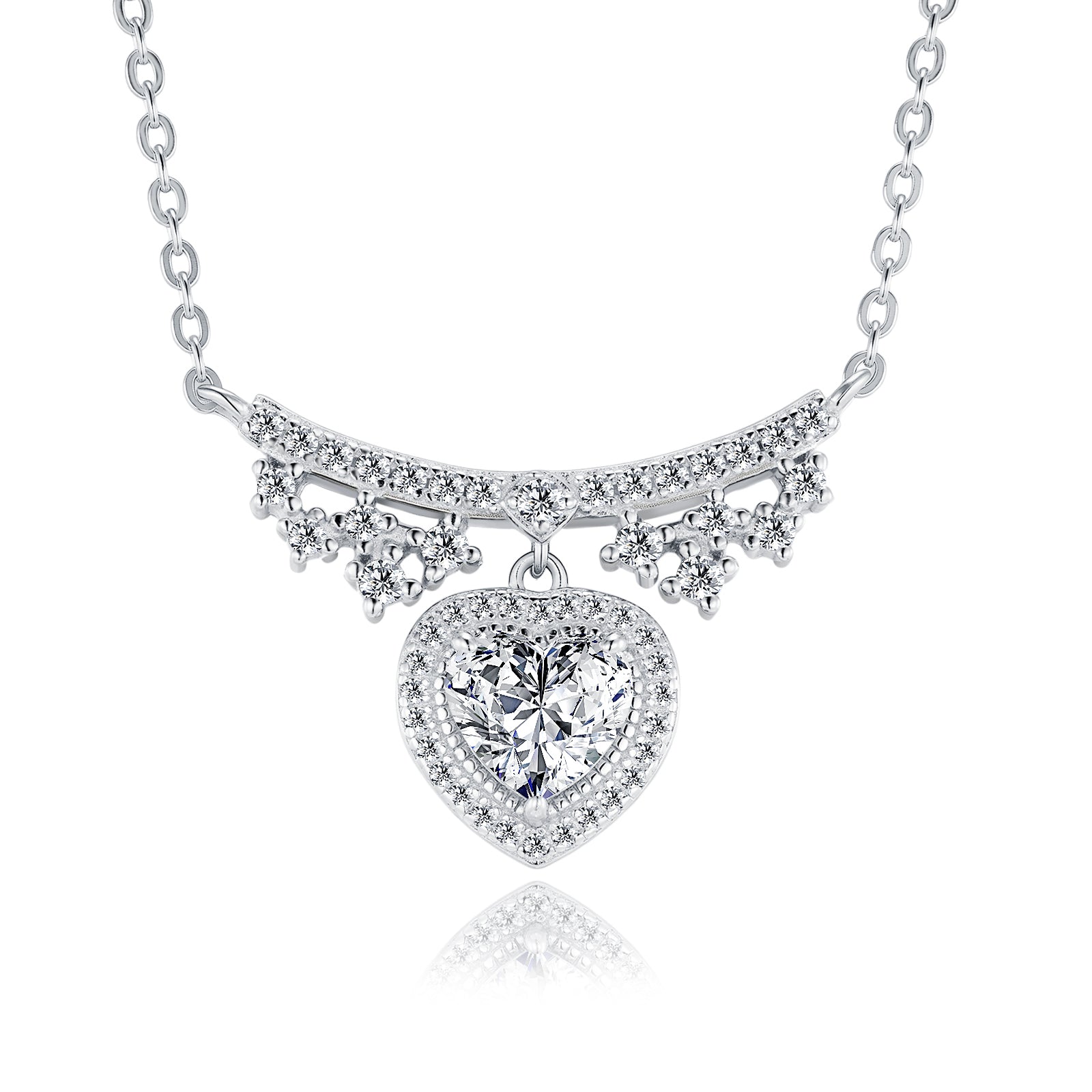 Moissanite Platinum-Plated Pendant Necklace