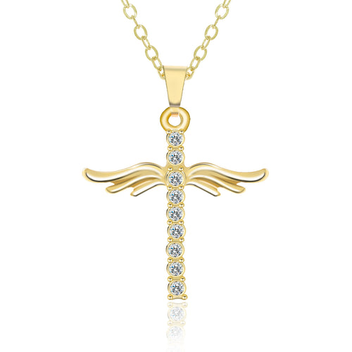 Angel Wings Cross Pendant Necklace