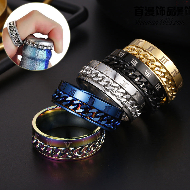 Titanium Rotatable Couple Spinner Ring