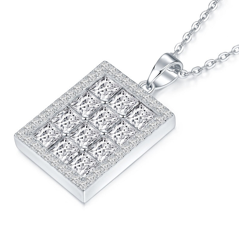 Moissanite Platinum-Plated Pendant Necklace