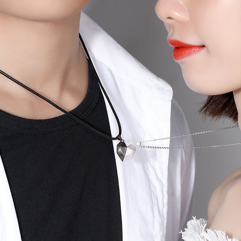 Magnetic Lovers Heart Couple Necklace