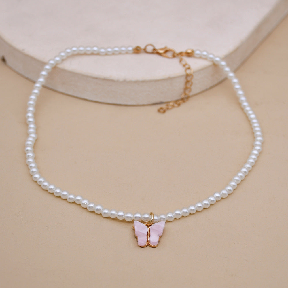 Pearl & Butterfly Choker Necklace