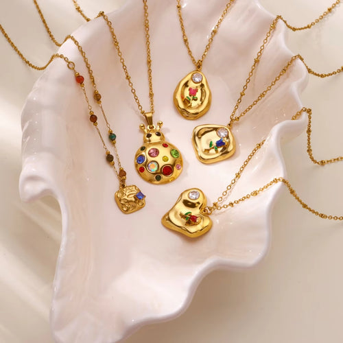 18K Gold Zircon Choker Necklace