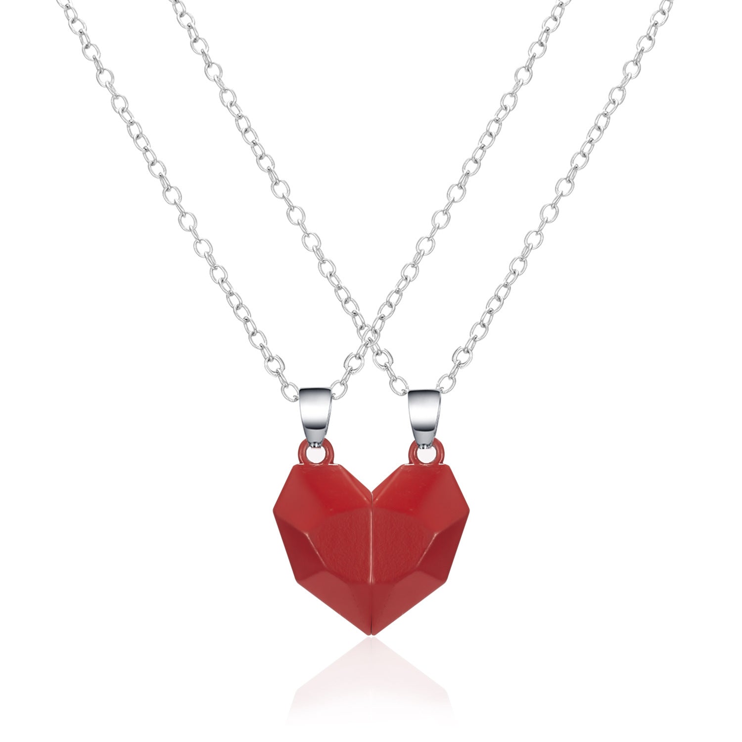 Magnetic Lovers Heart Couple Necklace