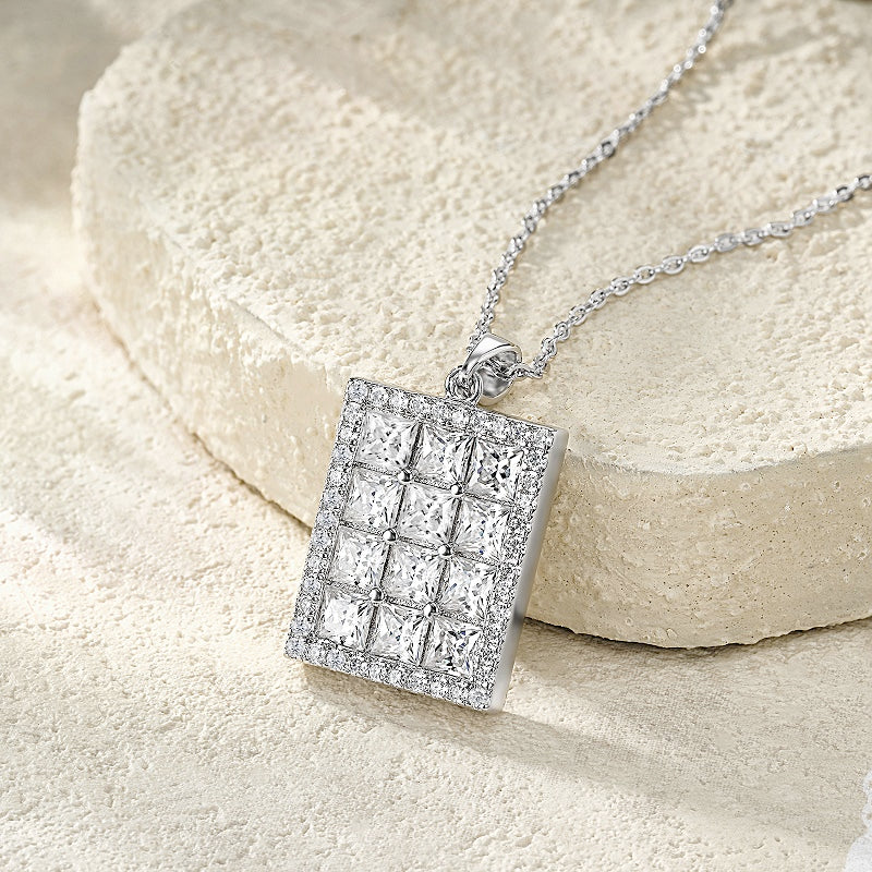 Moissanite Platinum-Plated Pendant Necklace