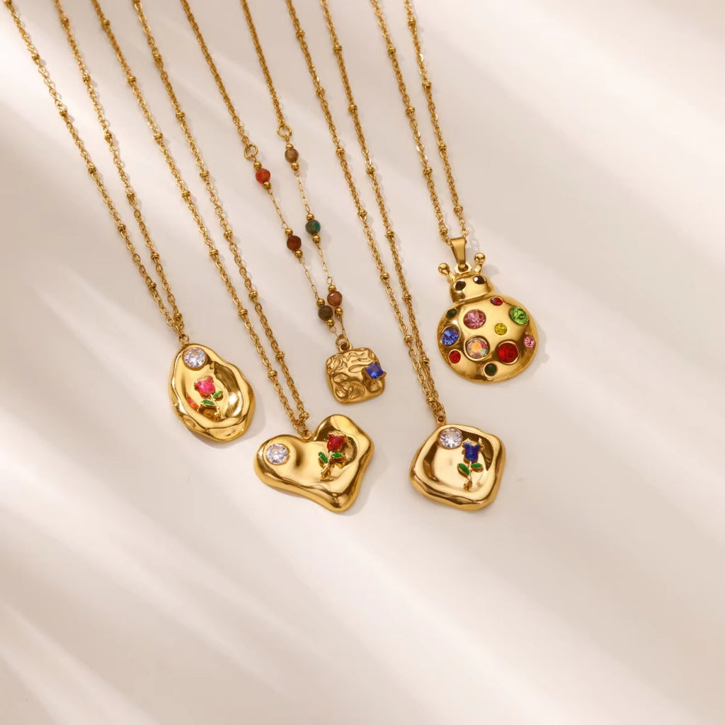 18K Gold Zircon Choker Necklace
