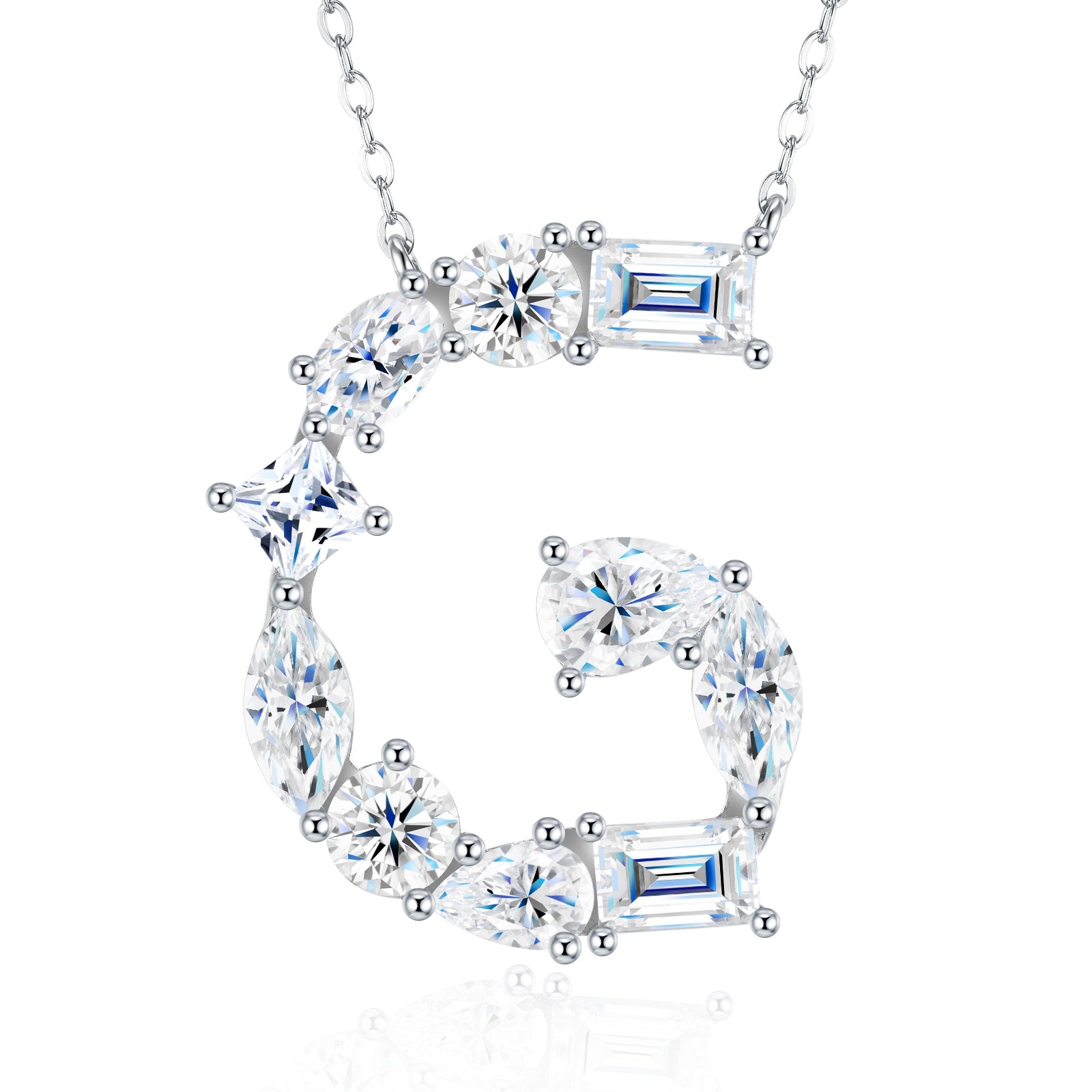 Moissanite Initial Letter Pendant Necklace