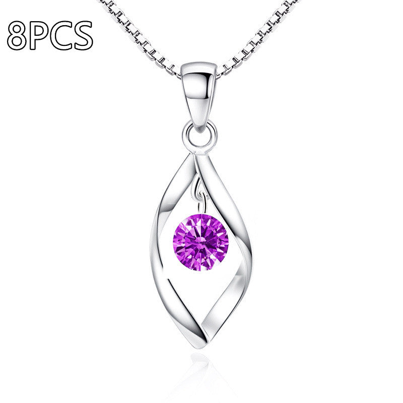 Zircon Twist Pendant Necklace